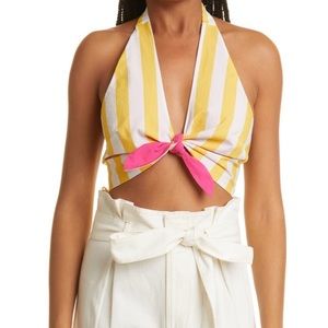 Farm Rio Striped Reversible Halter Crop Top